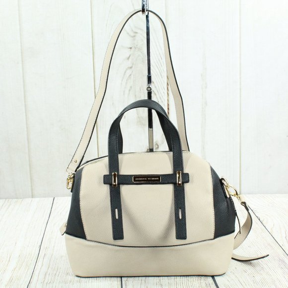 Adrienne Vittadini Handbags - Adrienne Vittadini White Pebbled Leather Studded Lined Crossbody Tote Handbag